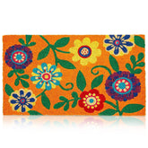Juvale Floral Coir Door Mat front view, natural colour