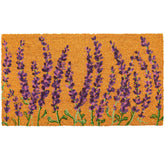 Juvale Lavender Floral Door Mat front view, purple coir design