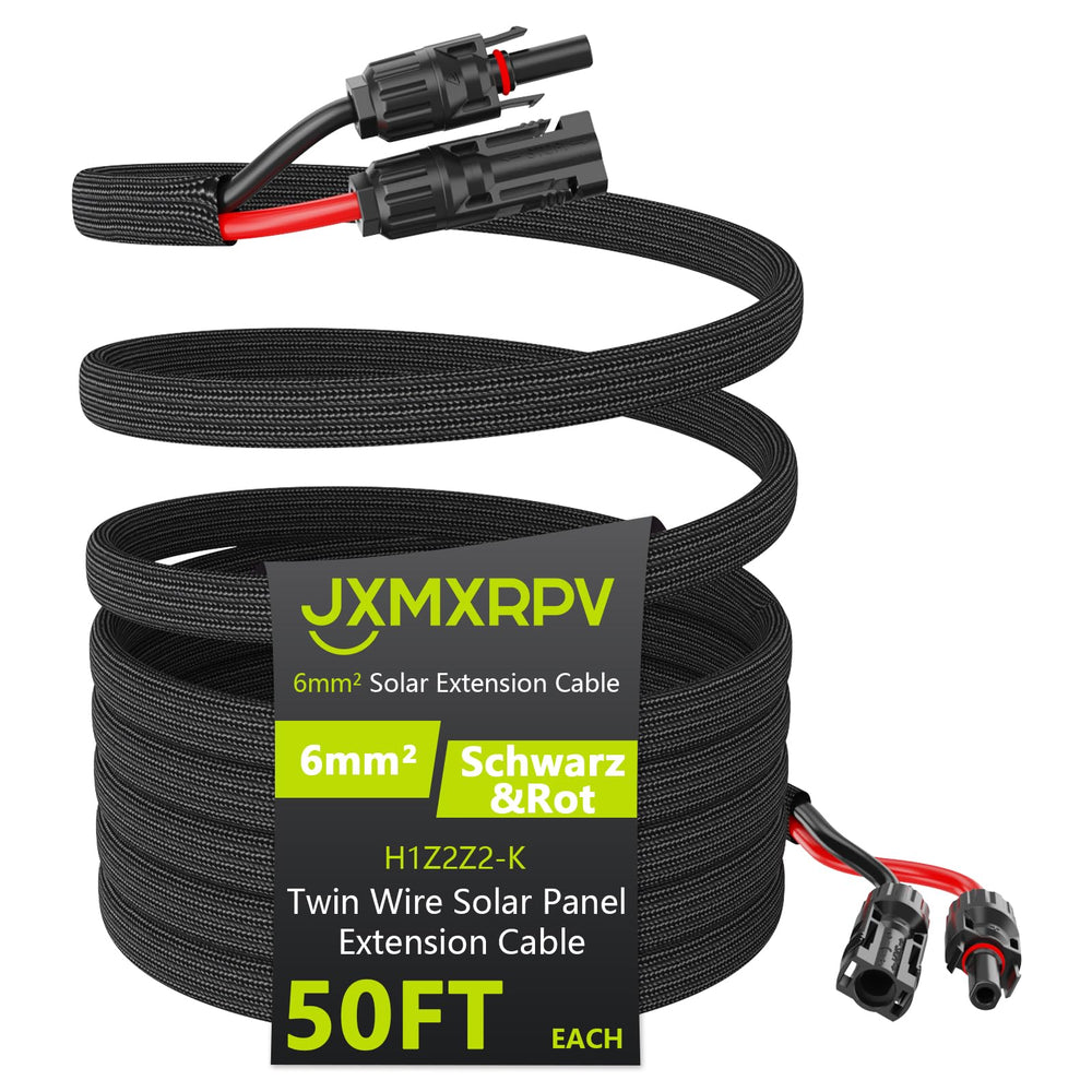 JXMXRPV 50Ft 10AWG solar extension cable with connectors