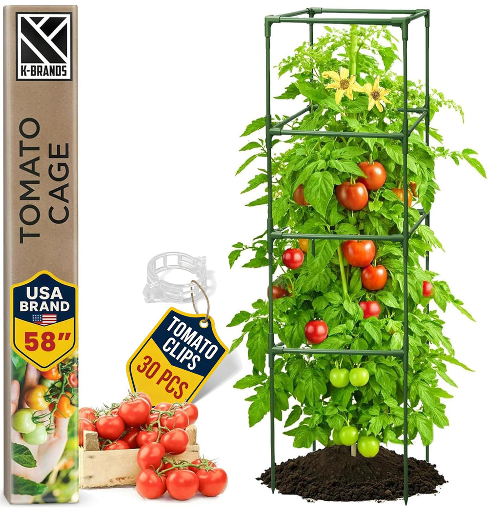 K-Brands 58-inch square tomato cage green model front view