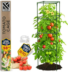 K-Brands 58-inch square tomato cage green model front view