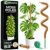 K-Brands 63-inch moss pole front view with brown coconut palm fibers