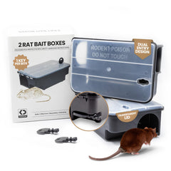 K DERDISCOUNT Professional Rat & Mouse Bait Station front view with clear lid