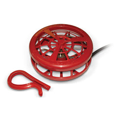 K&H Ultimate Stock Tank Deicer front view with protective cage, Red