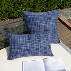 K KEVIN TEXTILE navy blue pillow cover close-up detail