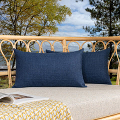 K KEVIN TEXTILE Outdoor Waterproof Lumbar Pillow Cover in blue front view
