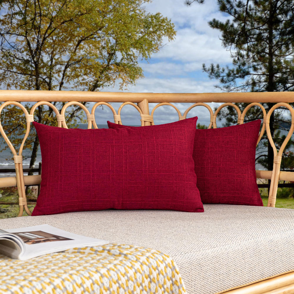 K KEVIN TEXTILE Outdoor Waterproof Lumbar Pillow Cover in Red, front view