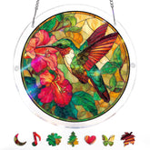 KaayeeWood Acrylic Suncatcher Puzzle Emerald Flame Hummingbird front view