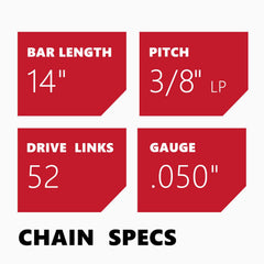 KAKEI 14 Inch Chainsaw Chain packaging with product specifications