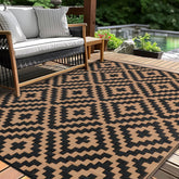 Kalafun Outdoor Patio Rug 5x8 ft black brown front view