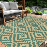 Kalafun Outdoor Patio Rug 5x8 ft green yellow front view