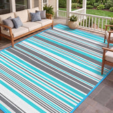 Kalafun Outdoor Rug 5x8 ft Blue Grey front view