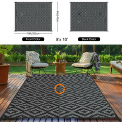 Kalafun patio rug displayed on a balcony