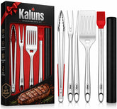 Kaluns BBQ Grilling Accessories Set includes spatula, tongs, fork, and basting brush