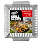 Kaluns Vegetable Grill Basket silver rectangular front view