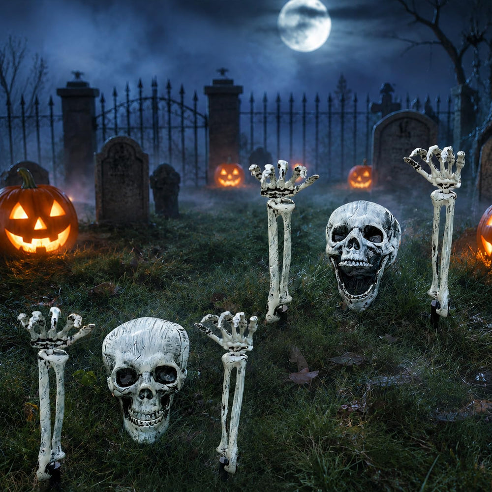 Kannove Halloween Skeleton Stakes with skull and arm bones