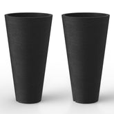 Kante 18-inch tall round planter in brunish black front view
