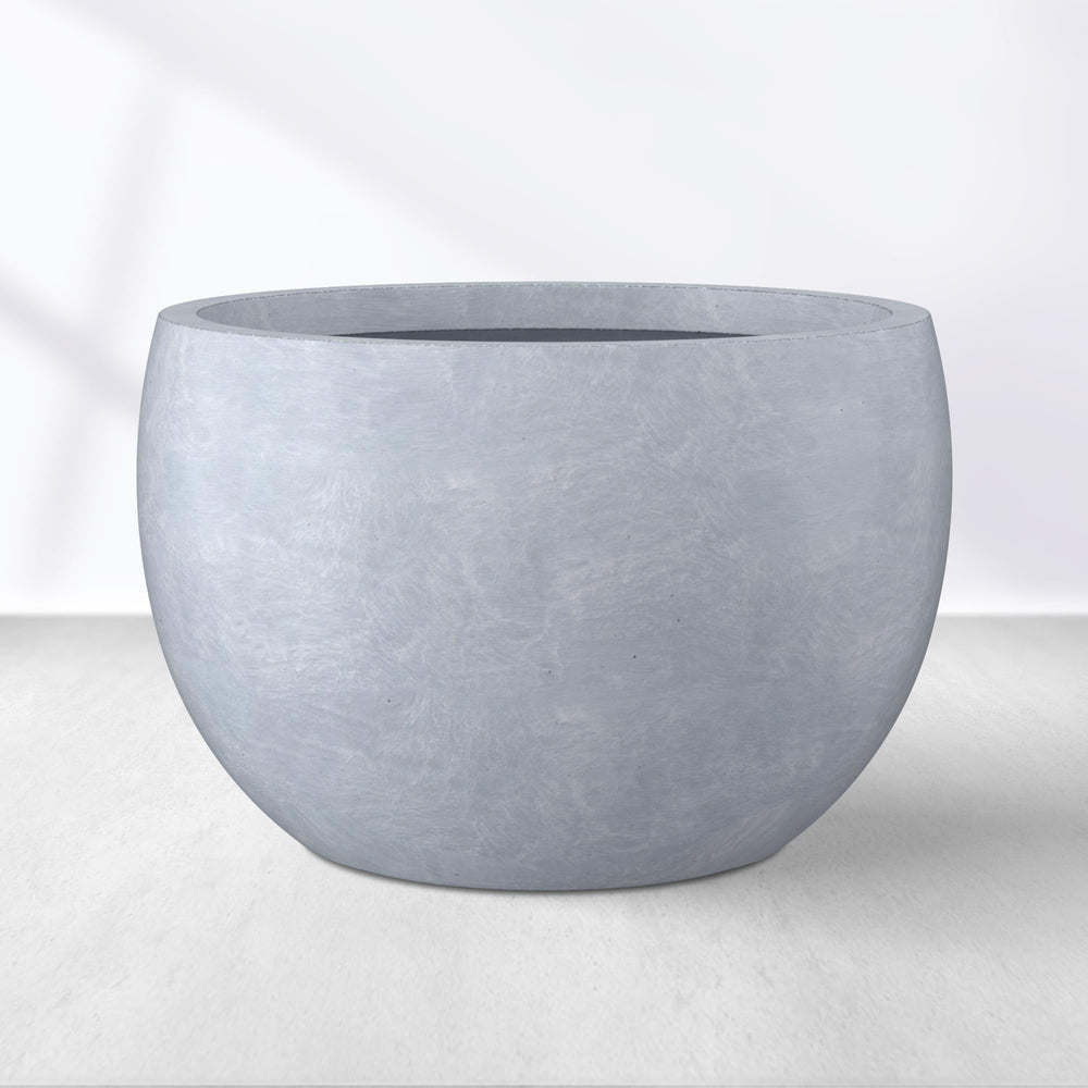 Kante Round Bowl Concrete Planter front view with gray finish