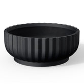 Kante Round Concrete Planter front view, black exterior