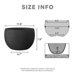 Kante Small Round Black Concrete Planter side view