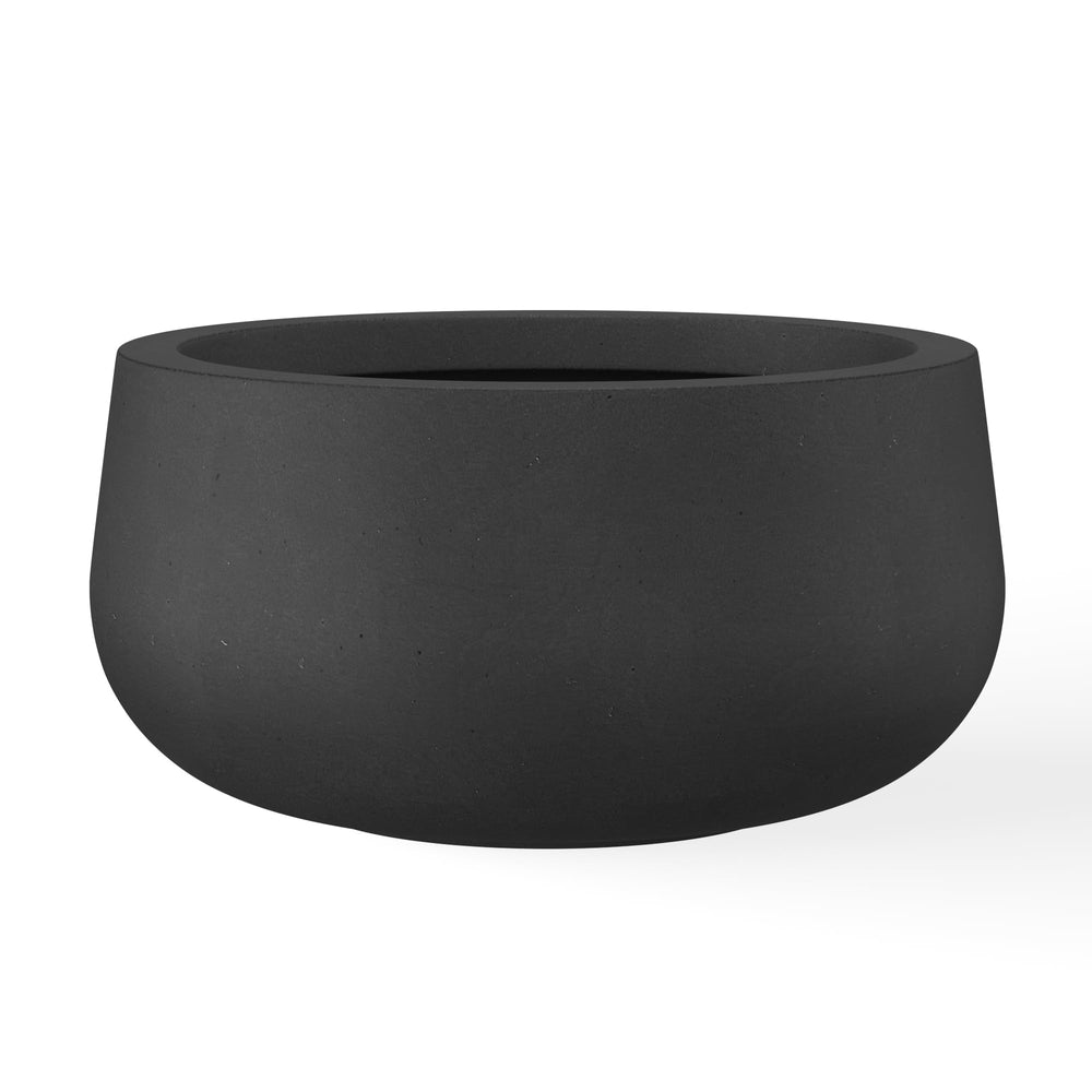 Kante Small Round Bowl Planter black concrete front view