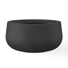 Kante Small Round Bowl Planter black concrete front view
