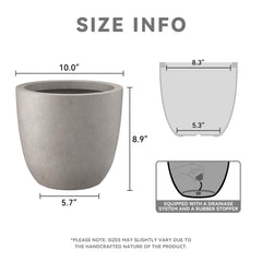 Kante Weathered Concrete Planter side view showcasing its round shape