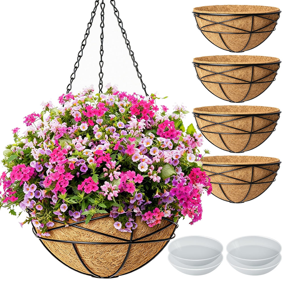 Karlliu 14 Inch black hanging basket with coco liner