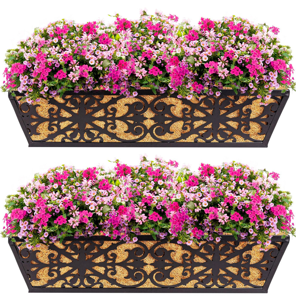 Karlliu 24 Inch Window Boxes Planters, black, front view