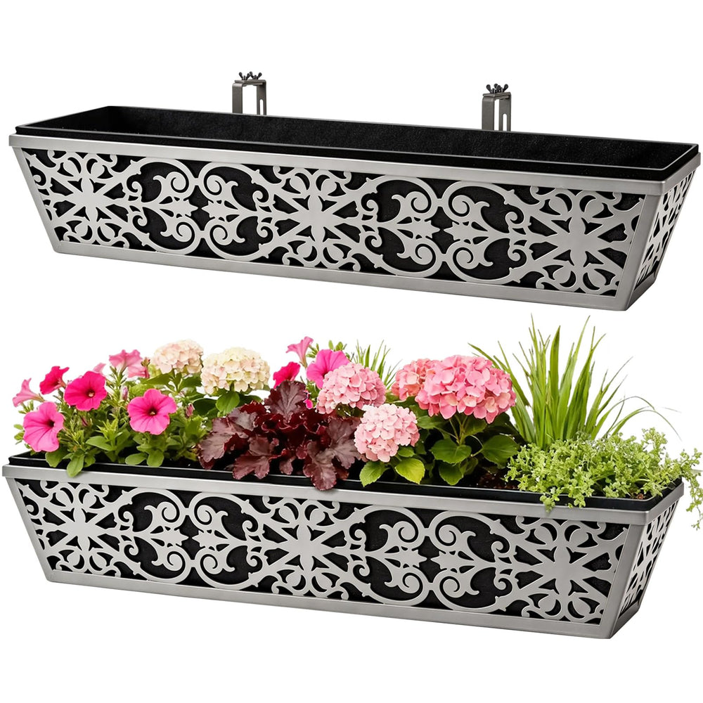 Karlliu 30 Inch Window Box Planter dark grey front view