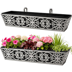 Karlliu 30 Inch Window Box Planter dark grey front view
