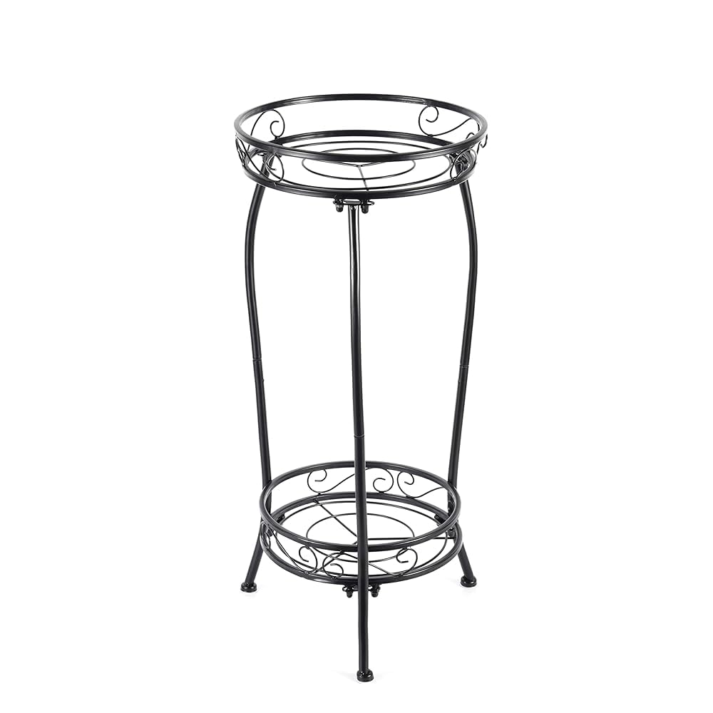 Kavlium Plant Stand Indoor Outdoor, black metal front view