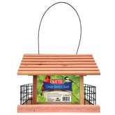 Kaytee Cedar Seed and Suet Feeder front view showing wood grain finish