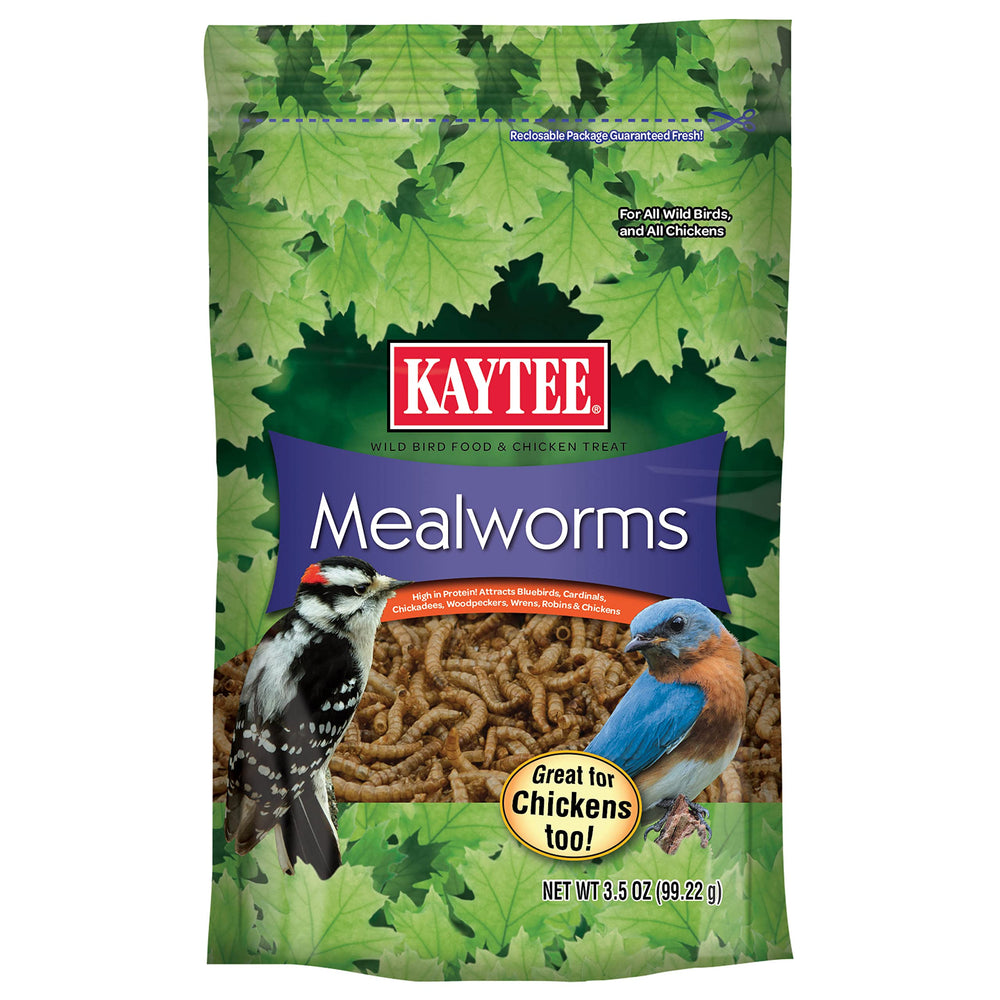 Kaytee Mealworms 3.5 Ounce front view packaging