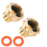 Kbrotech Brass Garden Hose Adapter front view showing 3/4 inch GHT female and 1/2 inch NPT male ends
