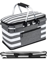 KEFOMOL Insulated Picnic Basket front view in gray