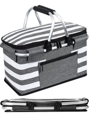 KEFOMOL Insulated Picnic Basket front view in gray