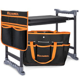 KELHOMECL Garden Kneeler and Seat front view in Black and Orange