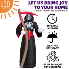 Kendane inflatable Grim Reaper with scythe in yard