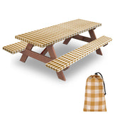KENOBEE picnic table cover set in coffee checkered pattern
