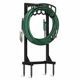 Kesfitt Garden Hose Holder Stand front view with hooks