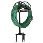 Kesfitt Garden Hose Holder Stand with Tool Storage Basket, black