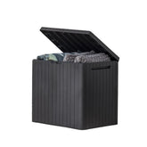 Keter City 30 Gallon Outdoor Storage Box dark grey front view