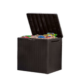 Keter City 30 Gallon Resin Deck Box brown exterior view