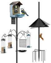 KFM Bird Feeder Pole 92 Inch with Squirrel Baffle, Black