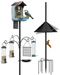 KFM Bird Feeder Pole 92 Inch with Squirrel Baffle, Black
