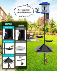KFM Bird Feeder Pole with hooks and tray setup