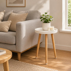 KGPLOME White Plant Stand used as a bedside table