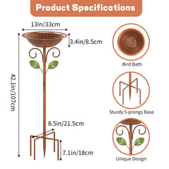 KHayRovies Metal Bird Bath Vintage Copper side view