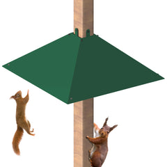 Khordin Metal Squirrel Baffle front view on a wooden post